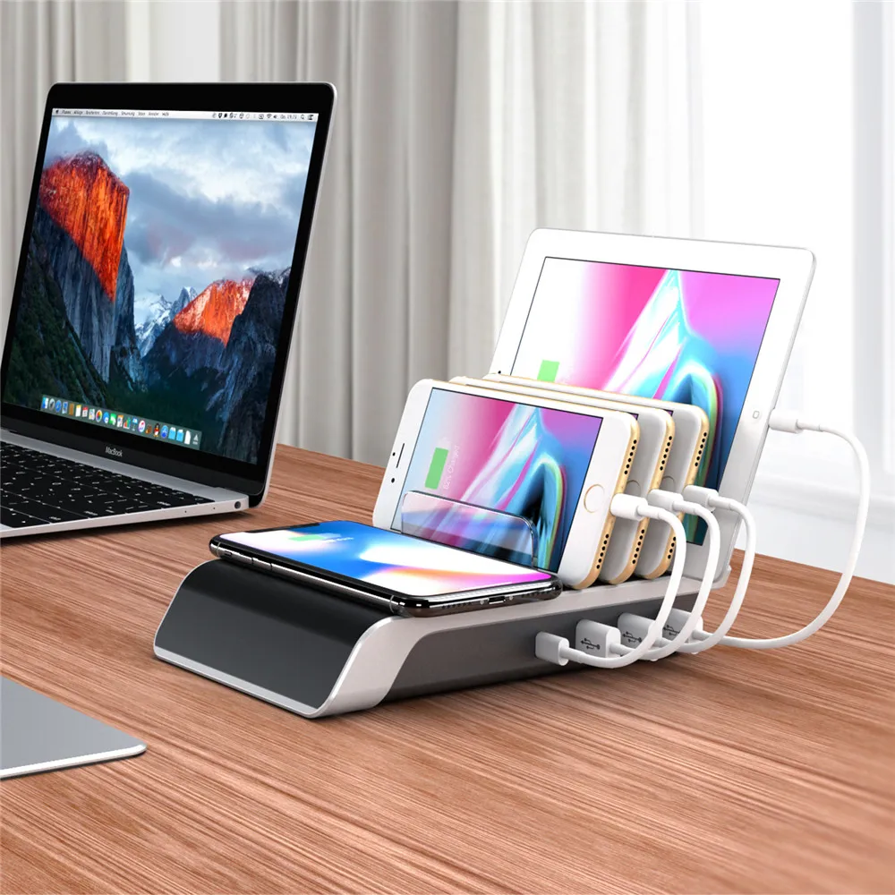 Мульти USB зарядное устройство настольное Беспроводное держатель подставка для