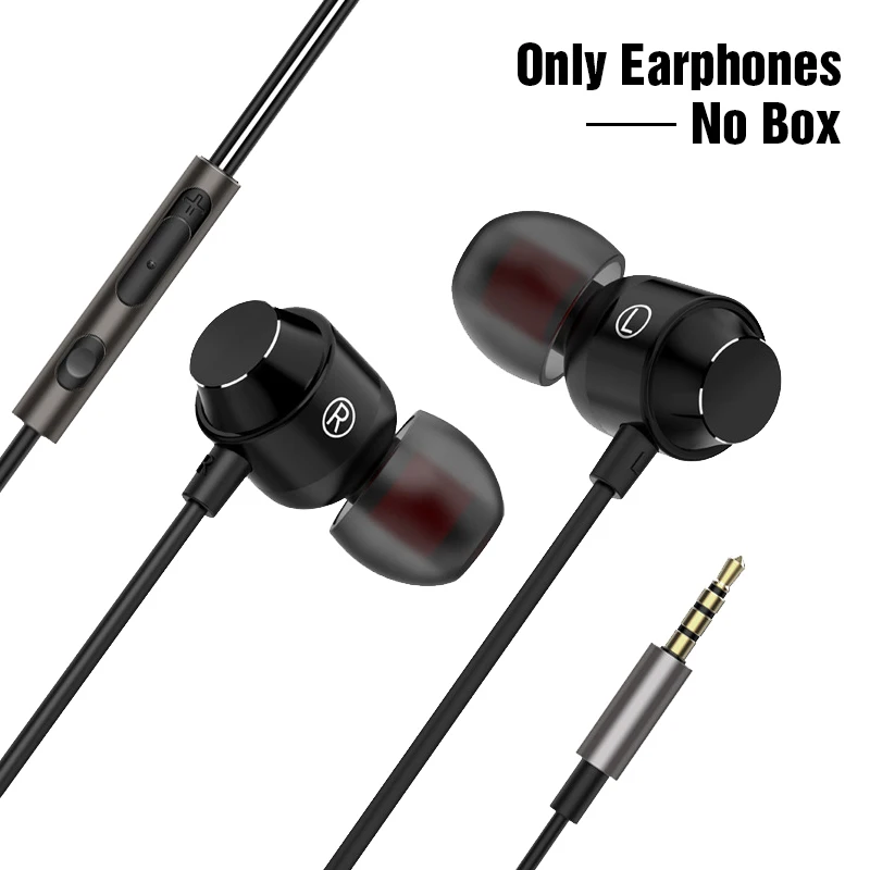 Black No Box MOOJECAL стерео бас наушники с микрофоном Проводная игровая гарнитура для телефонов samsung Xiaomi iPhone Apple наушники - Цвет: Black No Box