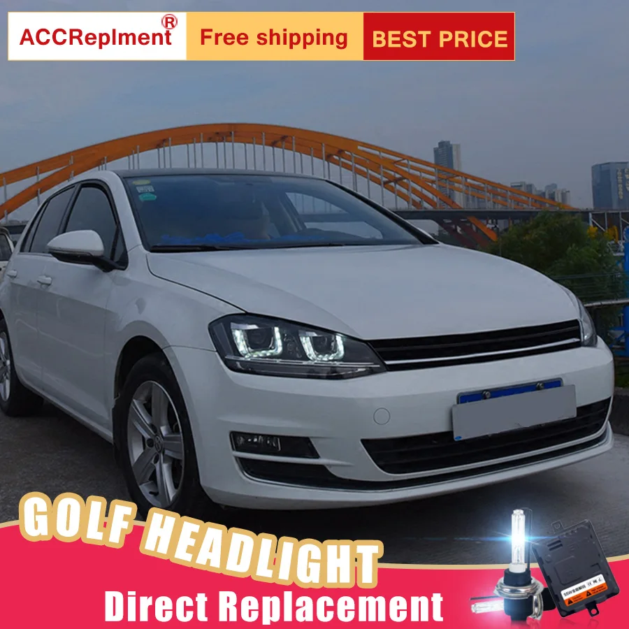 Светодиодный комплект фар для VW Golf 7 2013-2015 2 шт. фары автомобиля ангельские глазки