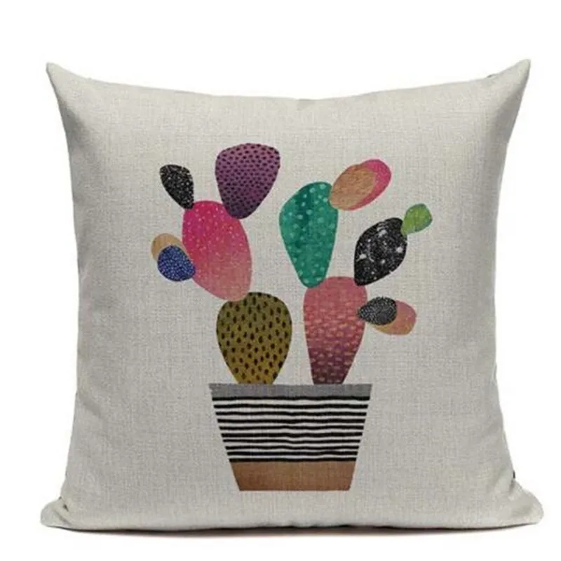Watercolor Cushion Cover Home&ampCar Decor Pillowcase Yellow Throw Cactus Pillows Home Decorative Housse De Coussin | Дом и сад