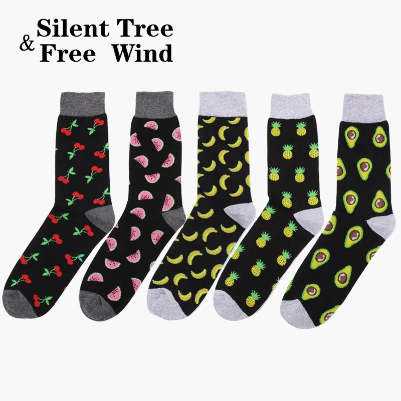 Winter Novelty Men Fruit Thick Socks For Funny Pineapple Cherry Banana Avocado Watermelon Cotton Warm Dropshipping | Мужская одежда