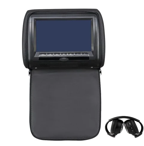 Black With Headphone Cemicen 2 шт 7 дюймов Автомобильный DVD монитор для подголовника MP5 дисплей проигрывателя Поддержка USB/SD/IR/FM передатчик/Динамик/игровой пульт дистанционного управления - Цвет: Black With Headphone