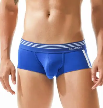 blue Мужские сексуальные Стрейчевые боксеры, ropa interior hombre, мужское нижнее белье, трусы-боксеры с низкой посадкой, 5 цветов, нижнее белье, homme, мягкие трусы hombre - Цвет: blue