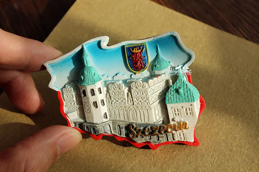 Szczecin Польша туристический сувенир 3D Смола декоративный магнит для холодильника