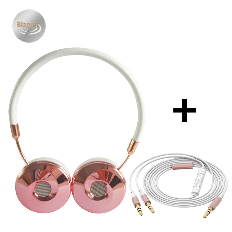 White Rose Новая мода Проводная повязка на голову HiFi наушники портативные розовые золотые наушники Fone De Ouvido для mp3-плеера мобильного телефона с сумкой BH870 - Цвет: White Rose