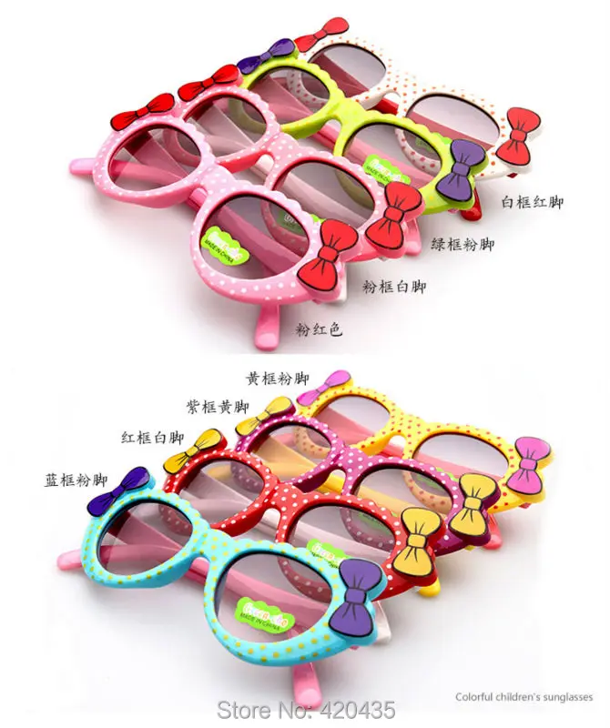 Free Shipping High Quality Anti-UV 400 Protective Eyewear Sunglasses Children Kids Boys Girls Colorful Cartoon Bow Glasses sg175 |