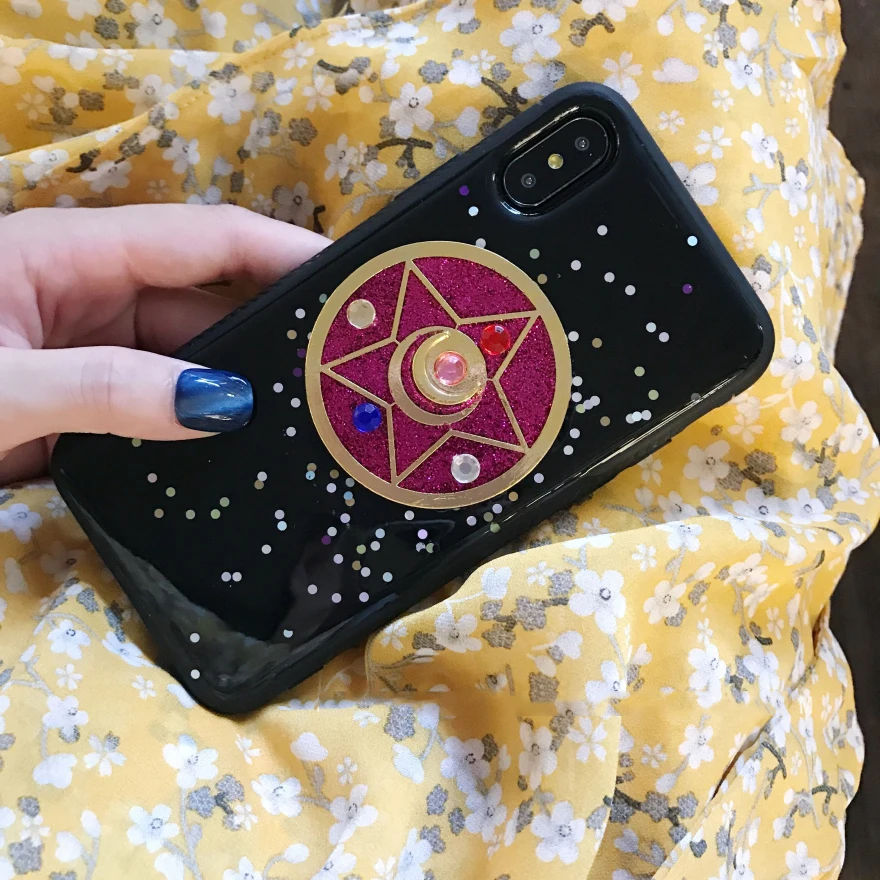 GlamPhoneCase Сейлор Мун чехол для iPhone X 6 6s plus 7 8 блеск мягкий из термопластика черный