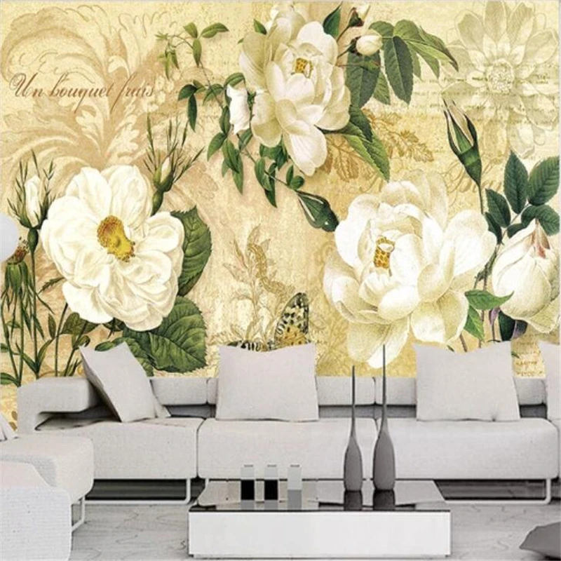 wellyu Custom wallpaper 3d mural European retro flower обои TV background wall living room bedroom decorative painting | Обустройство