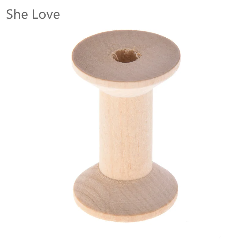 Она любит 5 шт. Винтаж стиль пустой деревянный катушки для Вышивание ленты шпагат