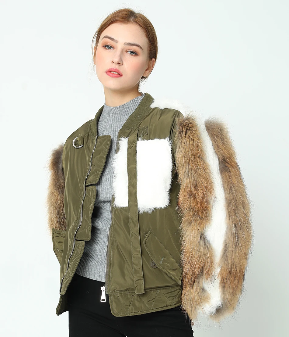 OFTBUY, новинка, парка, куртка-бомбер, зимняя куртка, Женское пальто с натуральным мехом, парка из меха енота и кроличьего меха, с рукавами, с хлопковой подкладкой