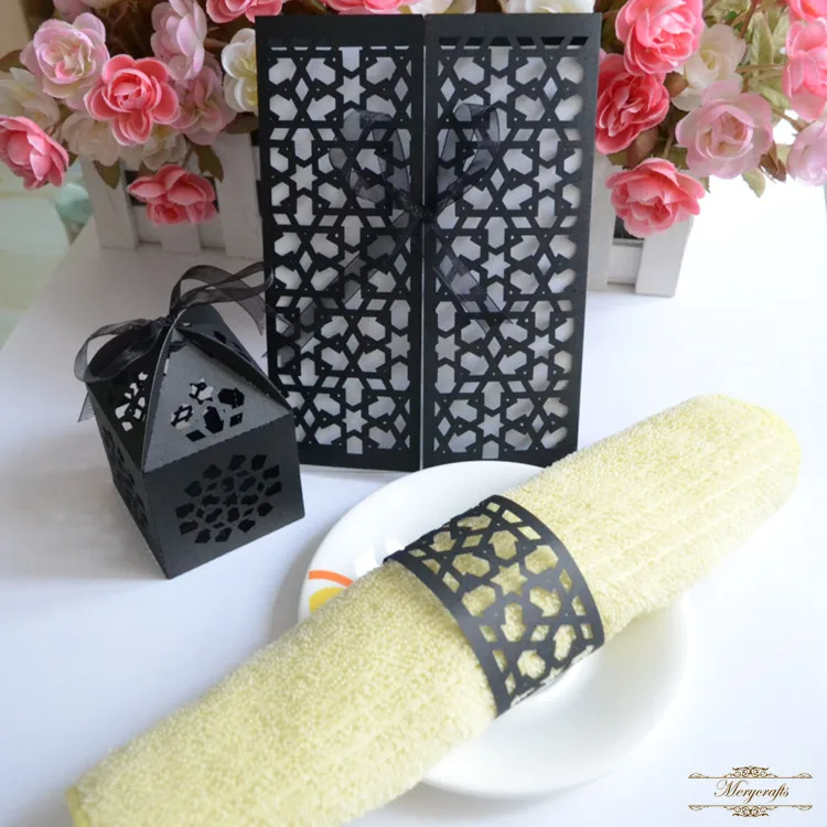 

MR055 Black star elegant wedding gift birthday cards laser cut invitations