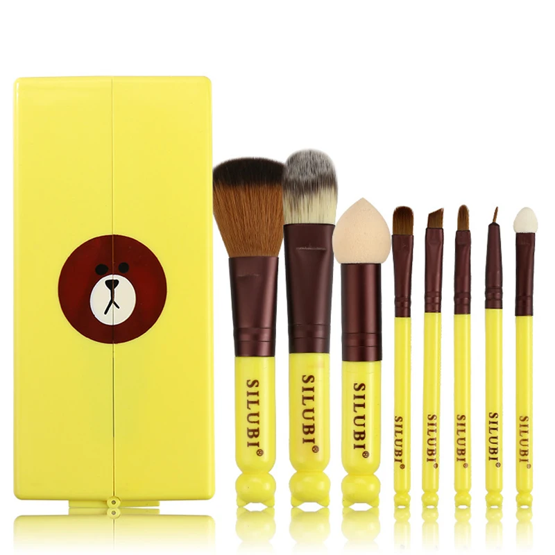 Набор кистей для макияжа Koren набор с милым медведем и уткой Silubi 8 шт. инструменты