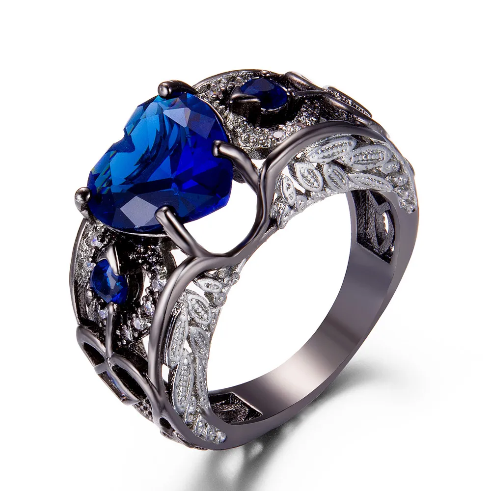 Кольцо в форме ангельских крыльев черное золото заполненные Юбилей обручальные кольца для женщин