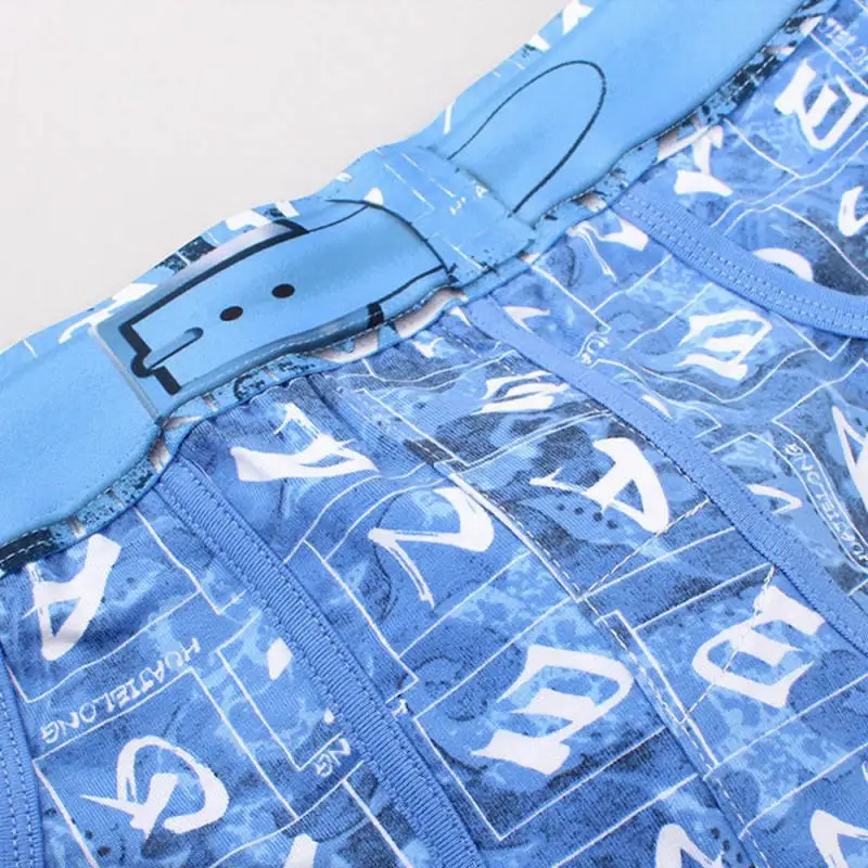 Cotton Underwear 5pcs/pack Mens Boxer Shorts 3D Belt Printed Bottoms Fashion Homme Cueca Breathable Males Underpants Underwear