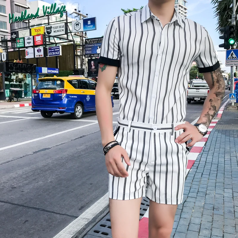 Мужские комплекты рубашек и шорт полосатые шорты Moletom Masculino красная мода Masculina