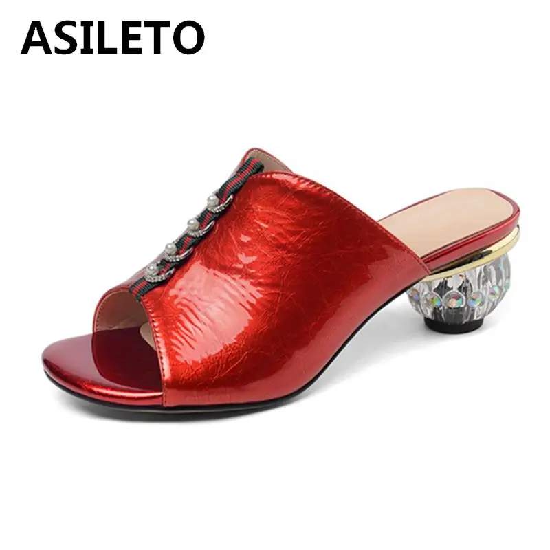 ASILETO стразы из натуральной коровьей кожи летние Кристальные Необычные высокие