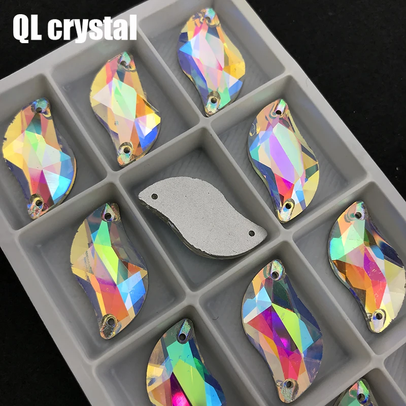 Кристально прозрачные стразы в форме буквы S QL пришивные с плоской задней