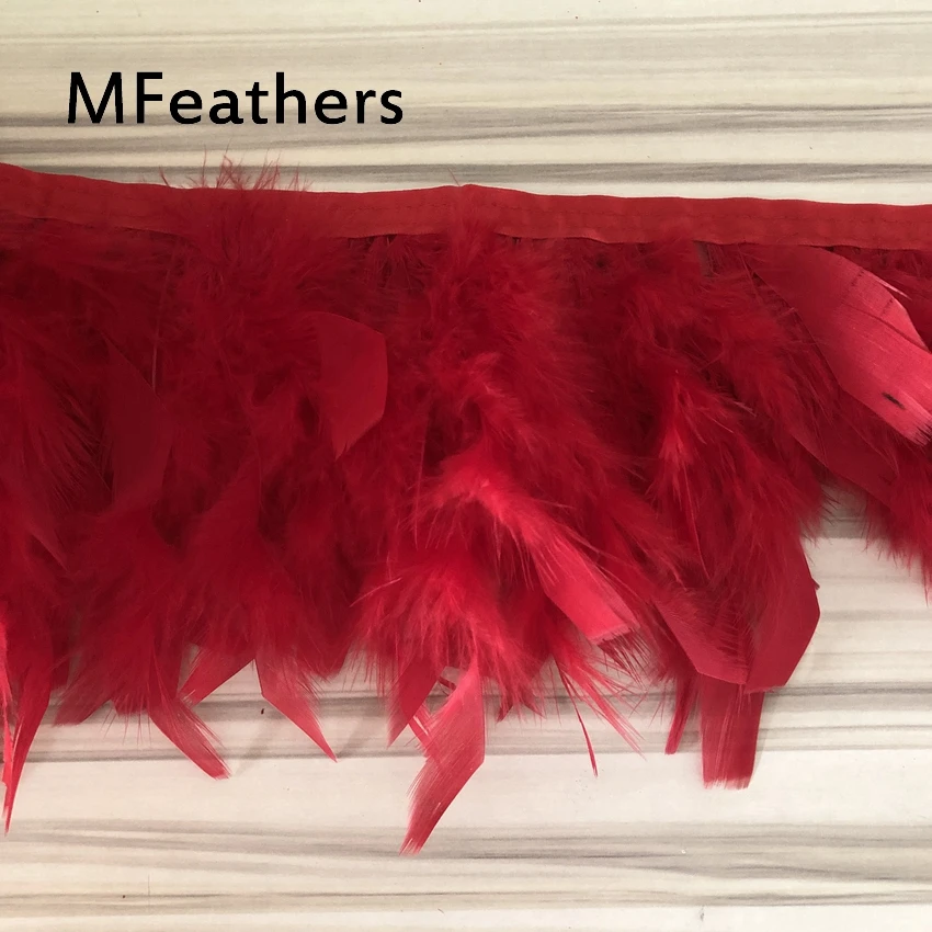 Wholesale 10Meters Dyed Red Turkey feather fringe trims 10-15cm 4-6inches chandelle marabou trimming skirt dress | Дом и сад