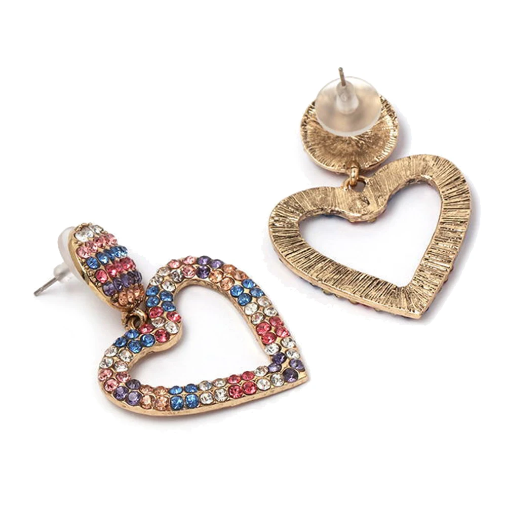 Круглые полые Стразы в форме сердца инкрустированные подвески женские серьги