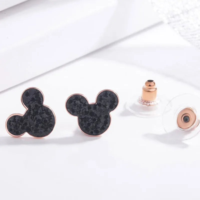 0161-B-mickey Серьги-гвоздики в виде Минни из розового золота с полными кристаллами для женщин милые Мультяшные сережки в виде Микки подарок для девочек - Окраска металла: 0161-B-mickey