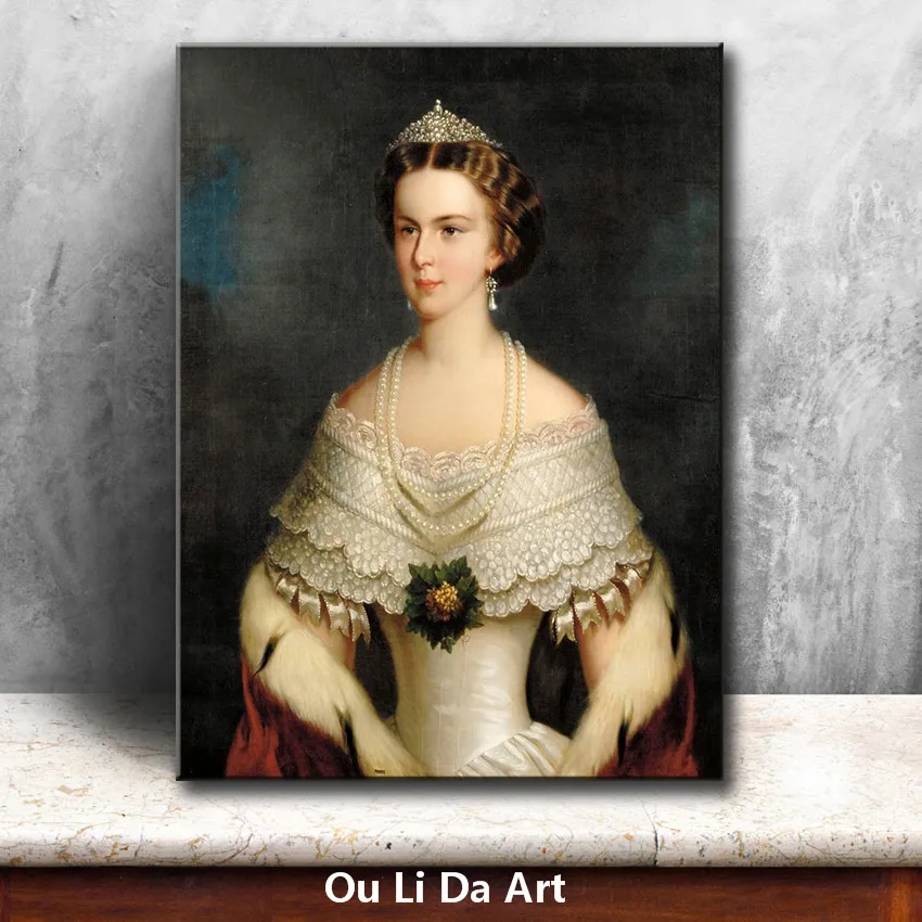 Классические фигурки двора Портрет Принцессы корона картины маслом печать на