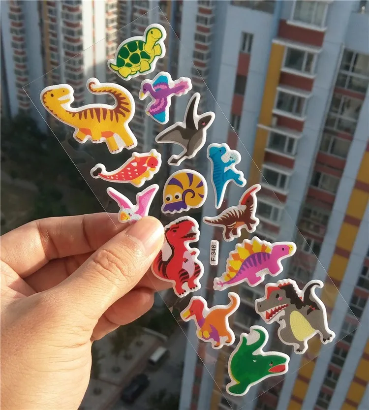 6 шт./партия 3D выпуклые наклейки с динозаврами Мультфильм Пена рыба наклейка в виде животного для детей милые DIY скрапбукинги стикеры на холодильник