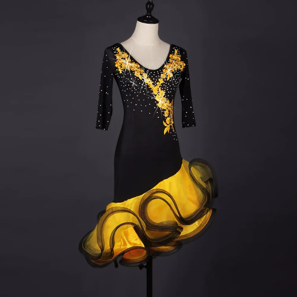 Горячая Распродажа платье для латиноамериканских танцев женский костюм на заказ