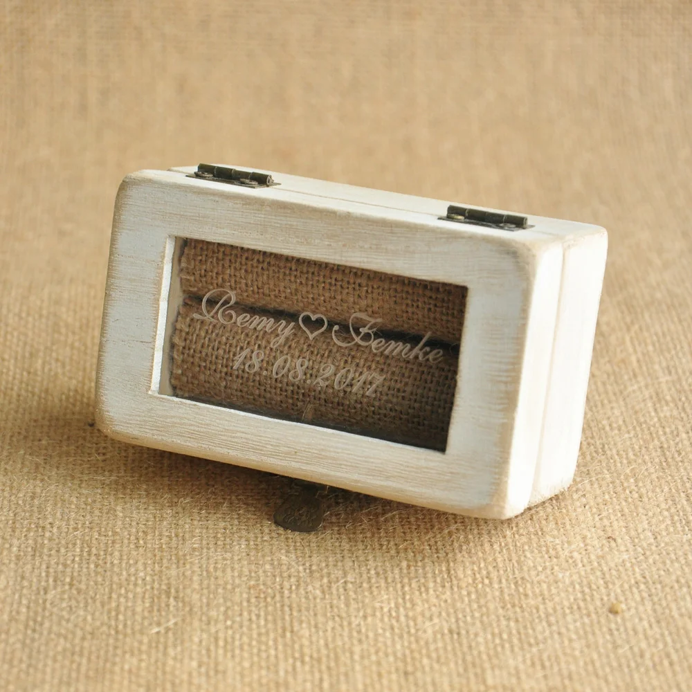 

Custom Your Names and Date Wedding Ring Bearer Box Rustic Wedding Ring Bearer Pillow Box Personalized Engagement box