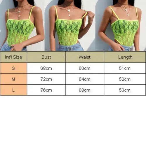 

Women Sexy 2019 Sleeveless Lace Fluorescent Green Bodycon Jumpsuit Nightwear