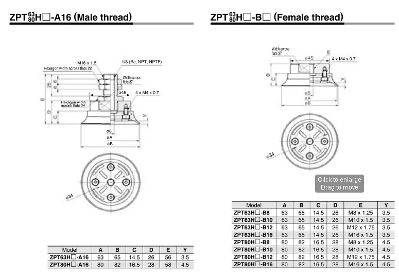 Сверхпрочный коврик для вакуумной присоской ZPT80HN-B10ZPT80HN-B12ZPT100HN-B16ZPT125HSB16 SMC Тип