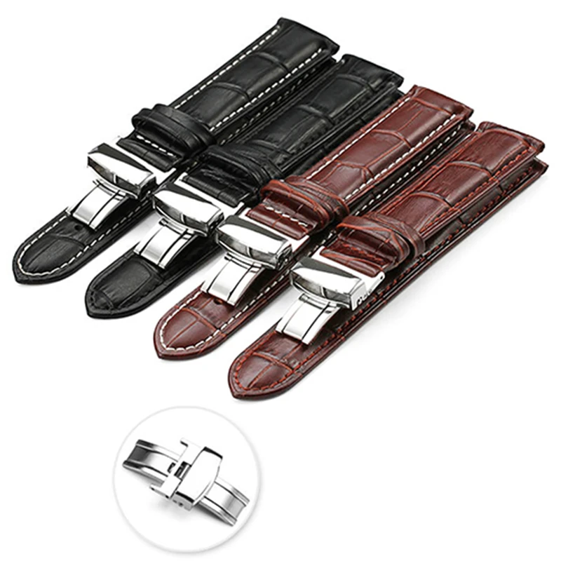 Ремешок кожаный для наручных часов 18/20/22 мм|black watchband|band 18mmwatchband leather |