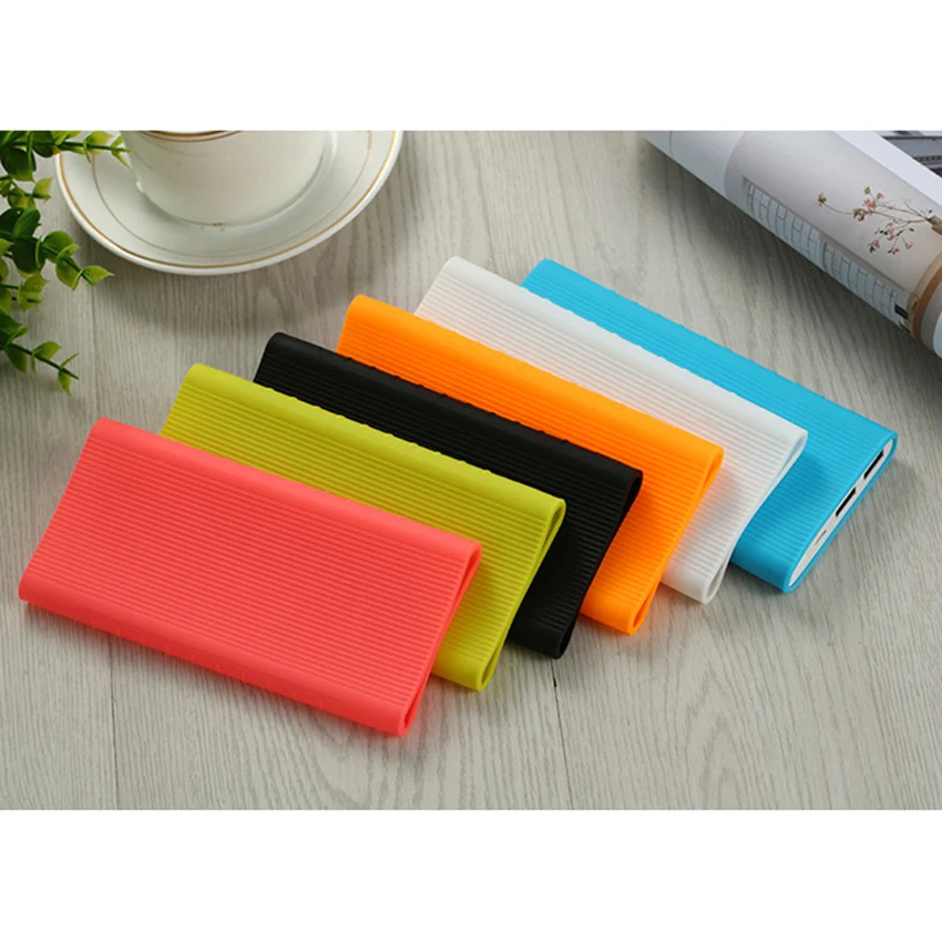 Для Xiaomi power Bank 2 10000 mAh мягкий силиконовый защитный Противоскользящий чехол Внешняя батарея, крышка с резьбой цветная кожа