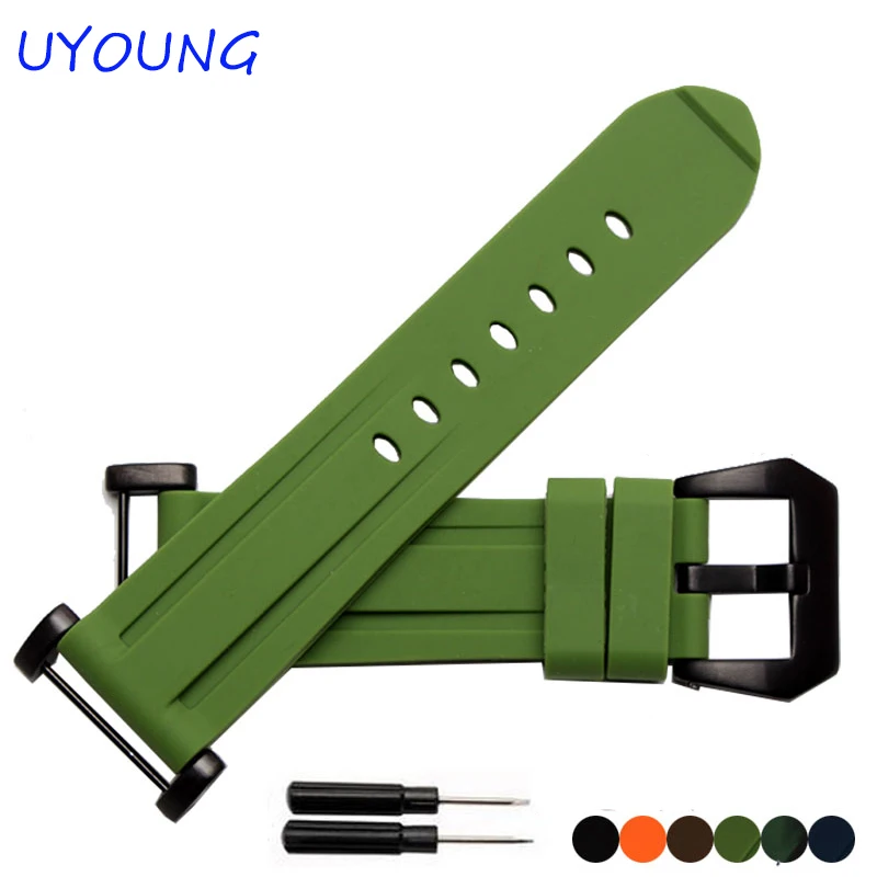 

Quality silicone watchband 24mm camouflage rubber strap with adapter for suunto core