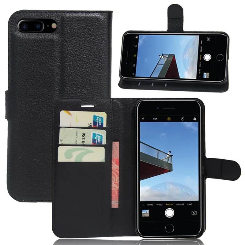 Бумажник стиль откидная крышка case для iphone 7 plus обложка с подставкой и слот карты pu