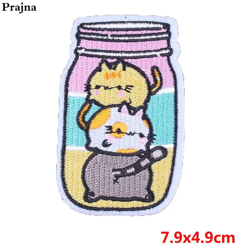 Синий Prajna/нашивки с изображением Ламы из мультфильма, железные нашивки для одежды, единорог, радужная вышивка, милые Стильные наклейки на одежду, аппликация для детей, сделай сам - Цвет: Синий