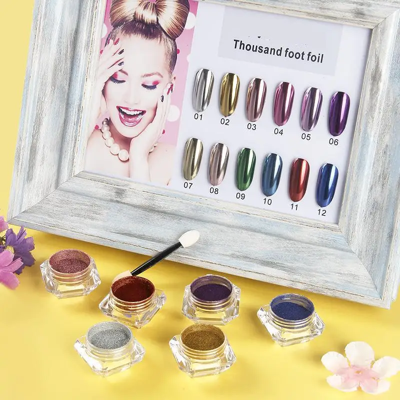 1.5g Mirror Glitter Nail Chrome Pigment Laser Art Decorations Shinning Dust Aurora Powder nail color painting | Канцтовары для