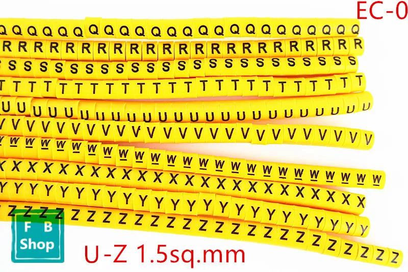 300 шт. EC-0 1,5 кв. Мм U-Z UVWXYZ английские буквы гибкий Печатный рукав трубка этикетка Сетевой провод Кабель маркер