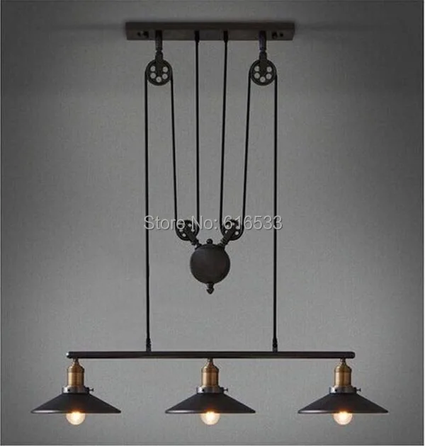 

Modern Vintage American Country Loft Lustre Lifting Pulley Industrial Edison Pendant Lamp Plate Adjustable Wire Fixture Kitchen
