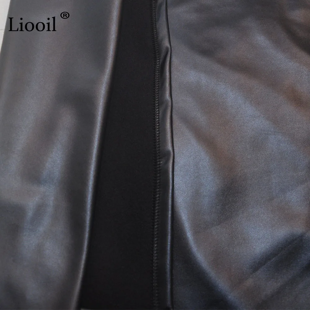 Liooil, Женская юбка из искусственной кожи, высокая талия, облегающая, весна-осень, элегантная юбка карандаш, сексуальные, вечерние, черные, синие, Женская юбка, офисная одежда