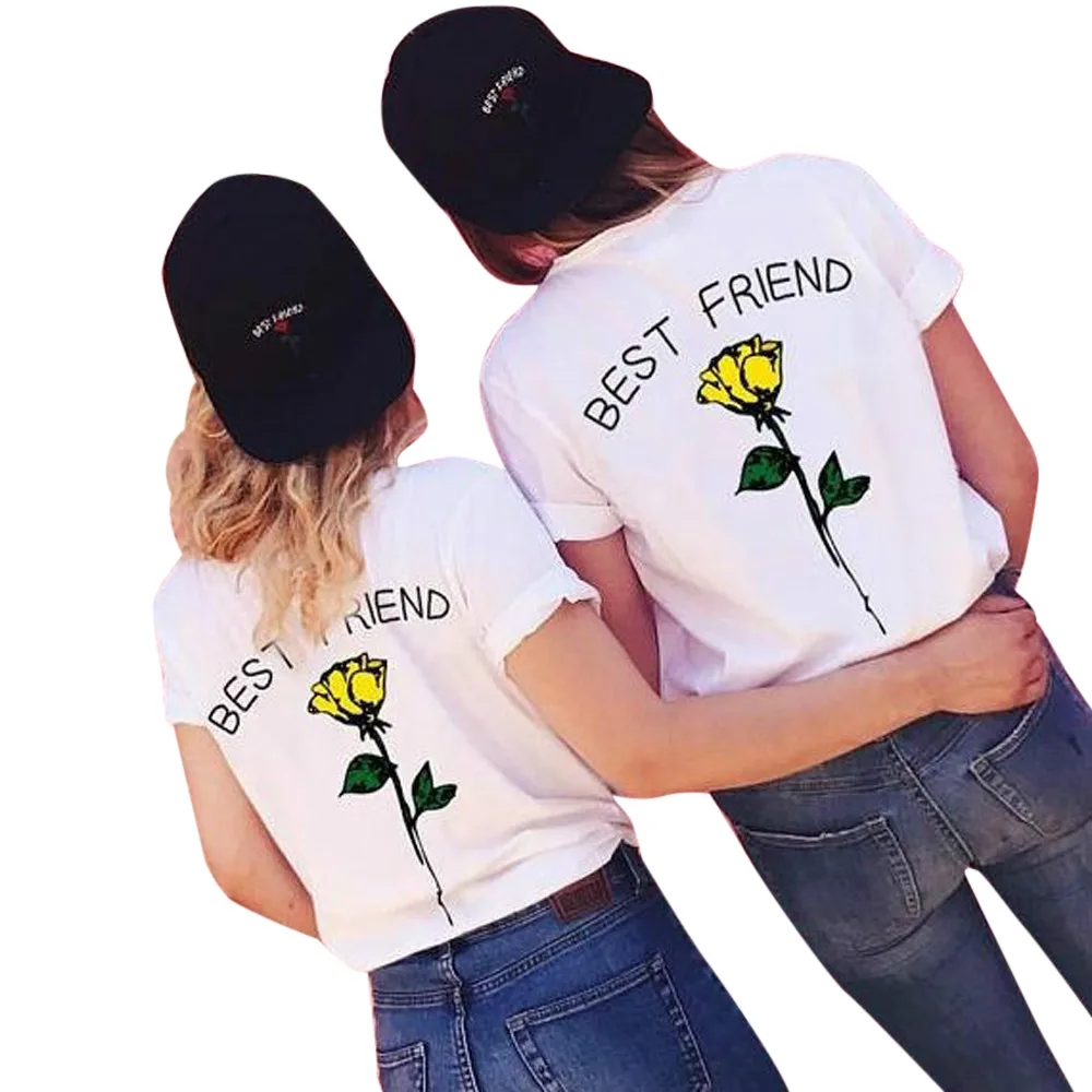 Женская свободная футболка с надписью Best Friend Повседневная Свободная большого