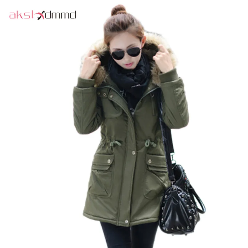 Женское пальто с капюшоном в стиле милитари из хлопка|hooded winter coat women|winter womenhooded |