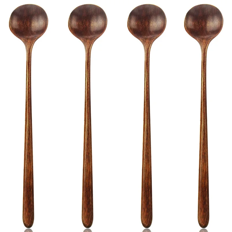 wood spoon Длинная ложка, 1 шт., деревянная, корейский стиль, 10,9 дюймов, натуральная деревянная ложка с длинной ручкой для супа, кухонная мешалка, кухонные инструменты - Цвет: wood spoon