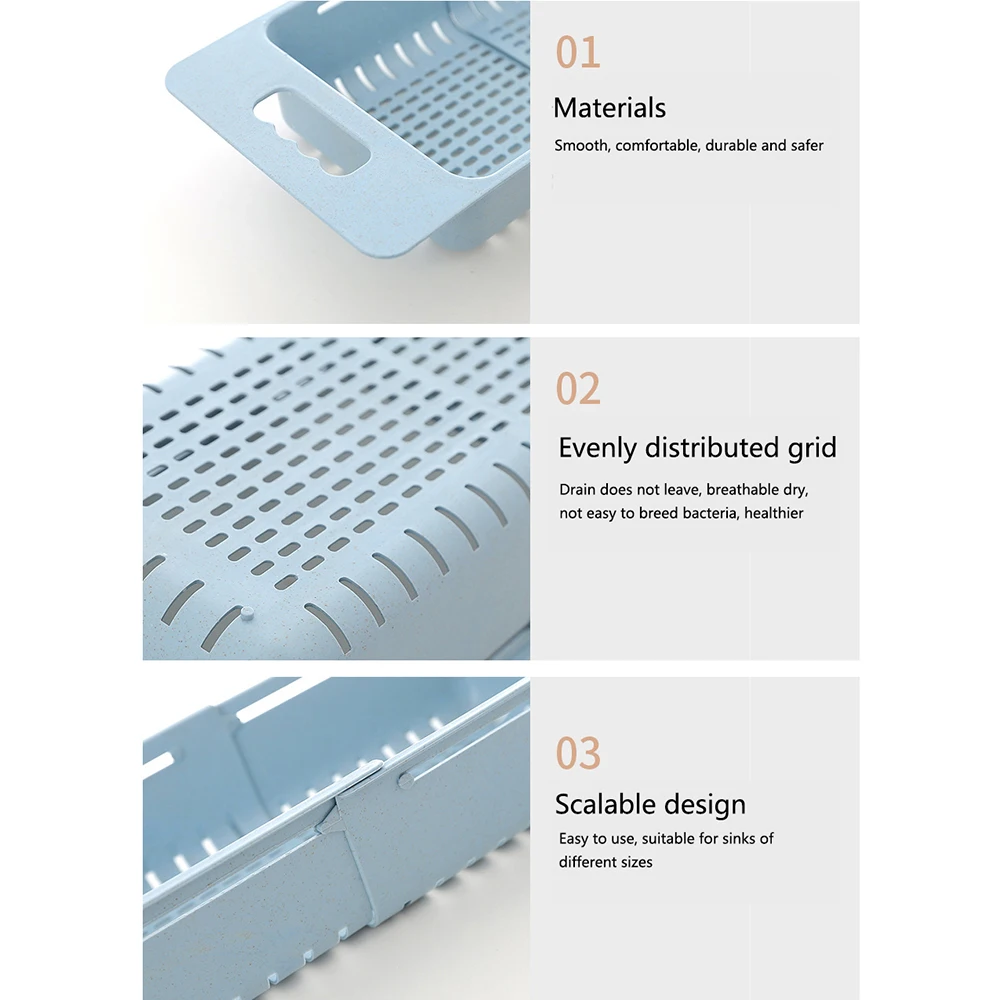Новое пластиковое выдвижное мытье овощей и фруктов сливная корзина над