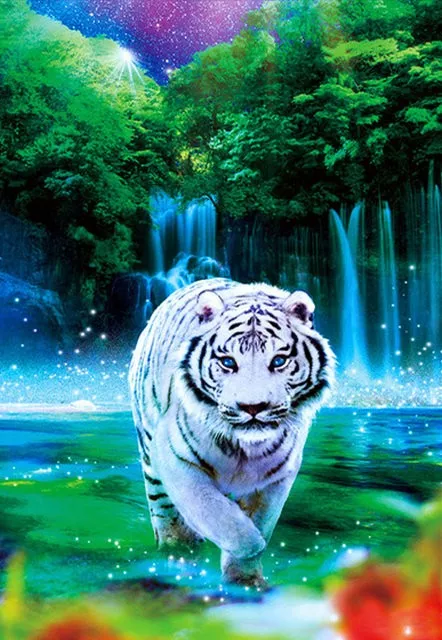 New fashion 5D DIY diamond embroidery landscape waterfall painting tiger mosaic cross stitch home decoration | Дом и сад