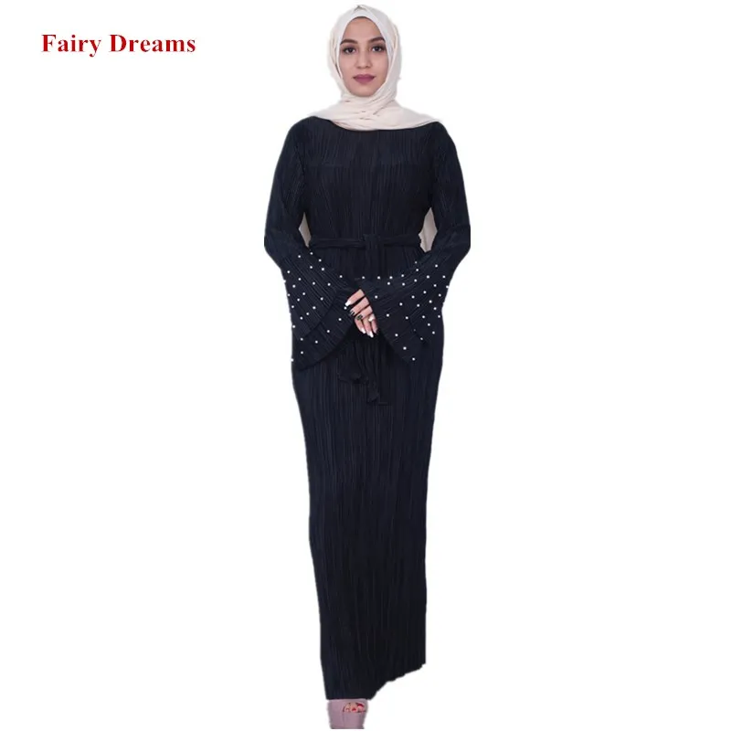 Женская мусульманская одежда Abayas розовое Фиолетовое Платье макси с