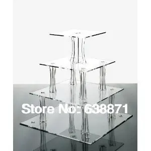 

4 tier cupcake stand square clear wedding acrylic cake stand decoration