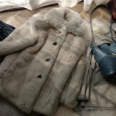 MESHARE Women Winter Small Loose Thick Plush Coat