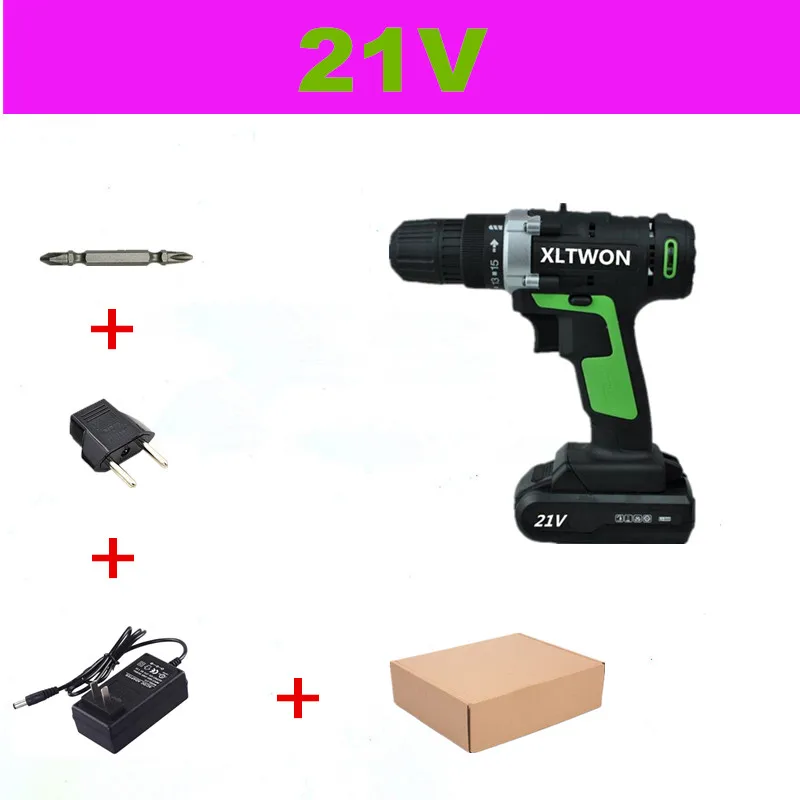 21V A XLTOWN 12/16. 8/21v аккумуляторная электрическая дрель с буровая биты многофункциональный мини-отвертка литий Батарея электрическая отвертка - Цвет: 21V A