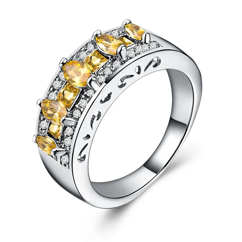 MOONROCY Silver Color CZ Rings Blue Red Purple Crystal Party Ring OL for Women Girls Dropshipping Jewlery Wholesale Gift | Украшения и
