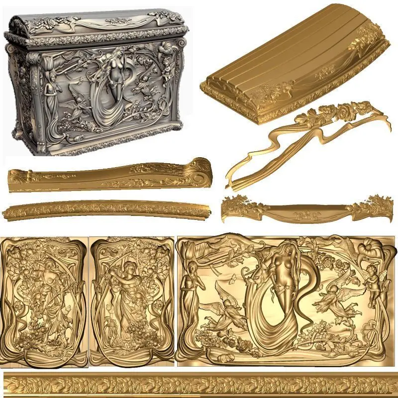 Коробка с голой девушкой 3d модель STL рельеф для ЧПУ формат stl artcam vectric aspire|for cnc|cnc